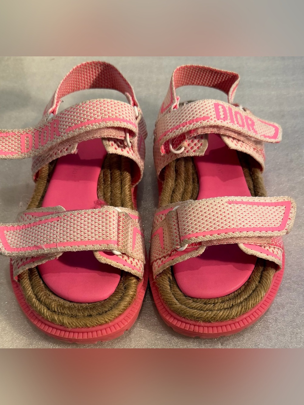 Dior Pink Rope-Trim Sport Sandals